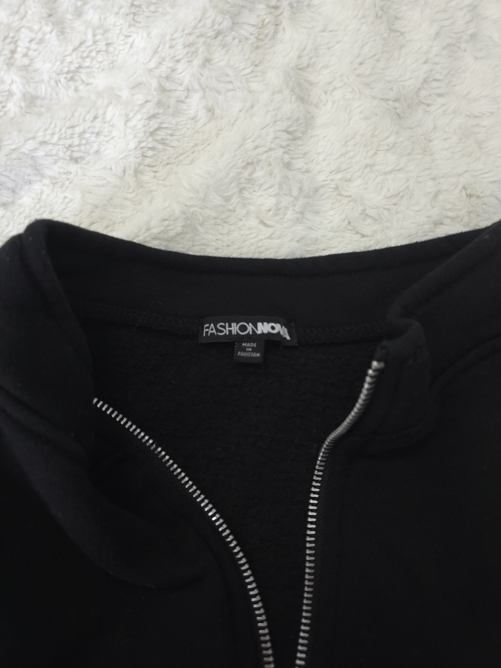 Fashion Nova Black Zip-Up Cropped Sweatshirt And Sweatpants Set - Picture 8 of 11